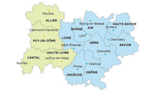 Carte de la région Rhône-Alpes Auvergne