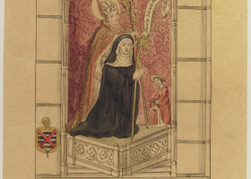 Vitrail_avec_abbesse_et_saint_Julien__abbaye_du_Pre_au_Mans.