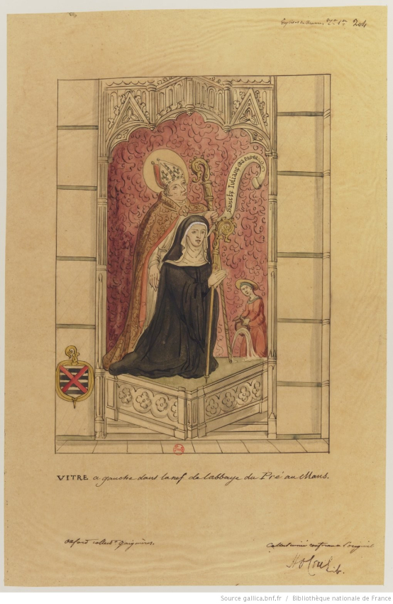 Vitrail_avec_abbesse_et_saint_Julien__abbaye_du_Pre_au_Mans.